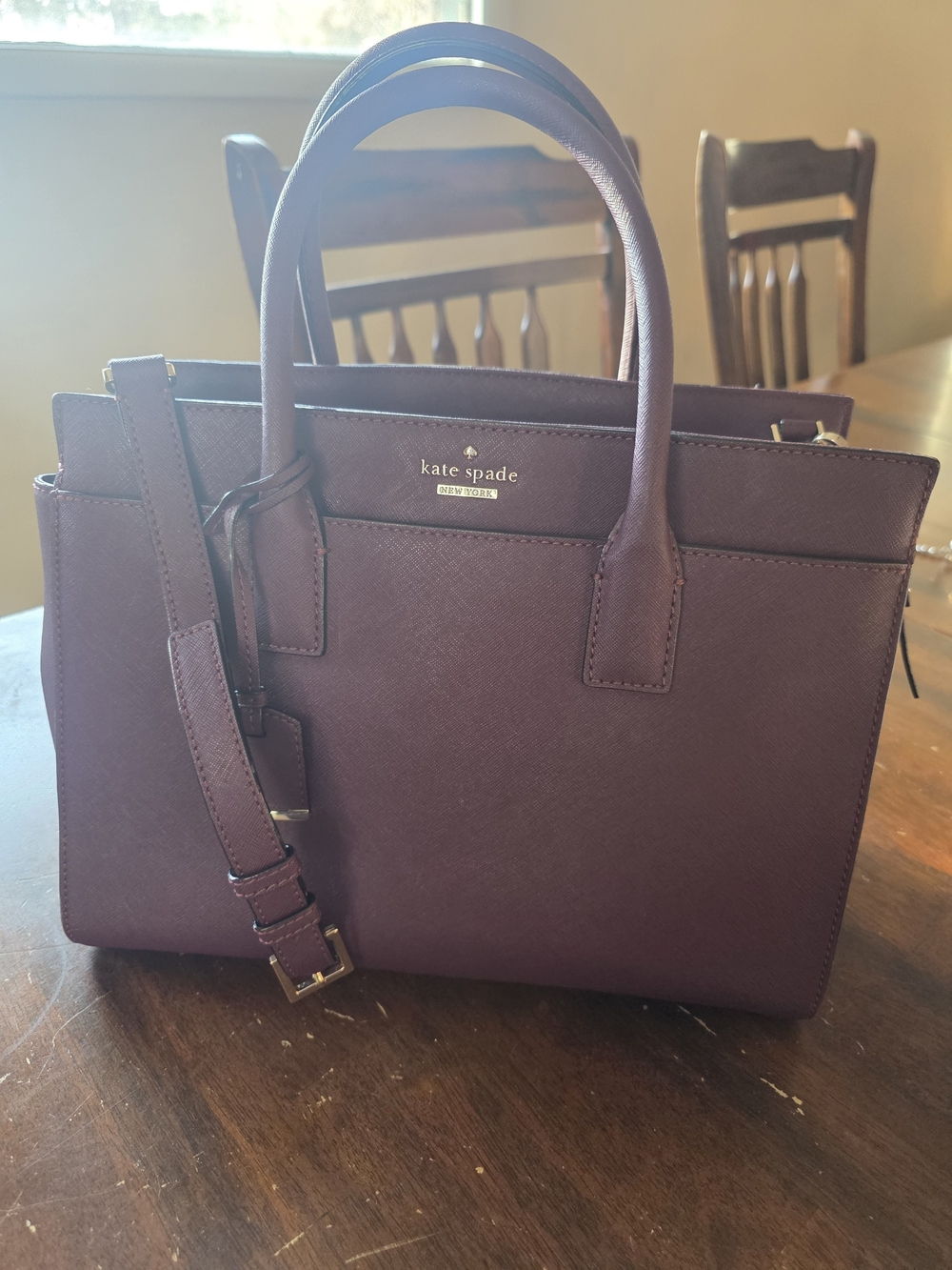kate spade New York Plum Structured Leather Satchel